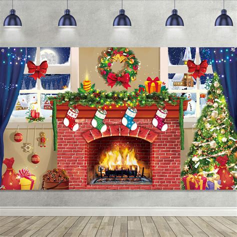 Christmas Fireplace Backdrops