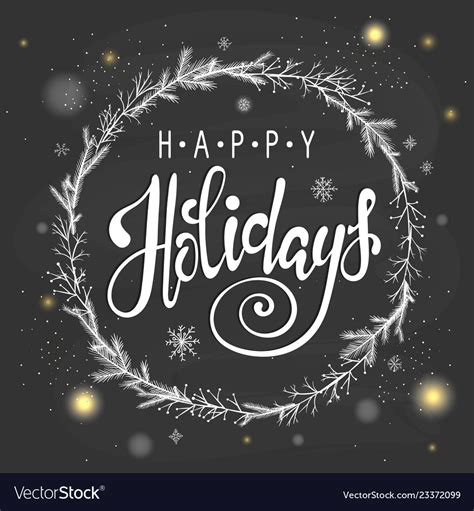 Happy holidays text lettering Royalty Free Vector Image