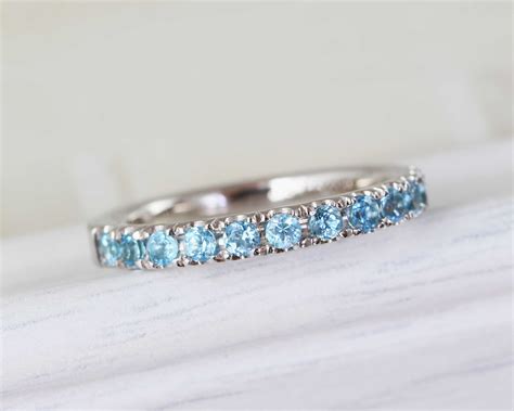 Blue Topaz Eternity Band, Rose Gold Blue Topaz Ring | Benati