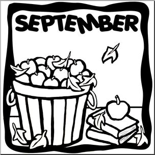Clip Art: Month Graphic: September B&W I abcteach.com