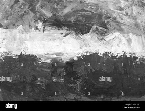 Grunge black and white textured background, hand painted. Abstract palette knife artwork. Rough ...