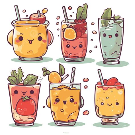 Minuman Clipart Smoothie Buah Kawaii Dan Minuman, Menggambar Sketsa ...