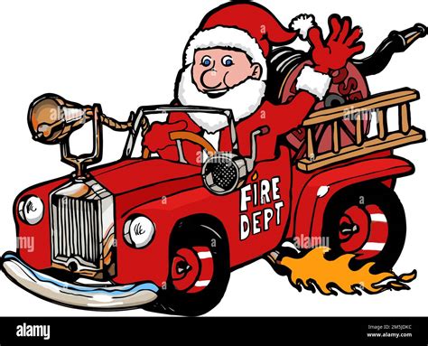 cartoon santa claus driving a fire truck Stock Vector Image & Art - Alamy