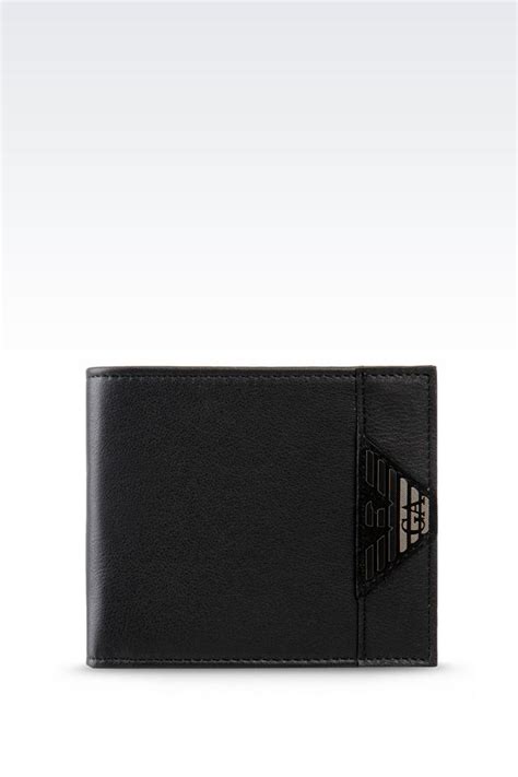 Lyst - Emporio Armani Bi-fold Wallet In Calfskin in Black for Men