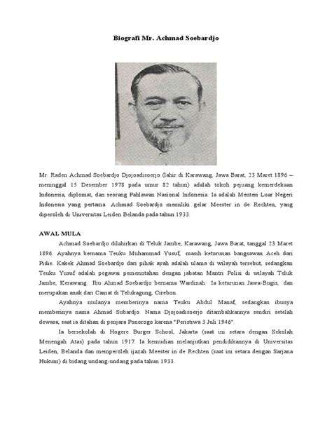 Biografi Ahmad Subarjo | PDF