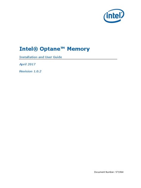 Intel Optane Memory User Installation | PDF | Bios | Installation ...