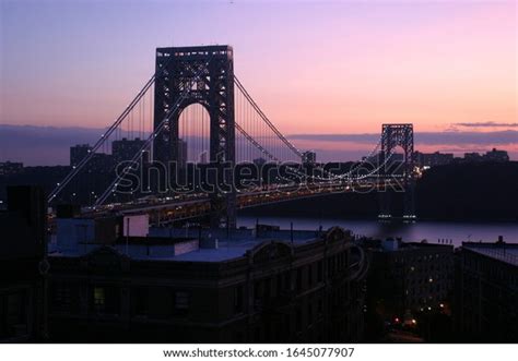 George Washington Bridge Sunset Stock Photo (Edit Now) 1645077907