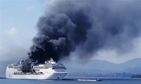 Smoke Billows From Cruise Ship Fire in Corfu