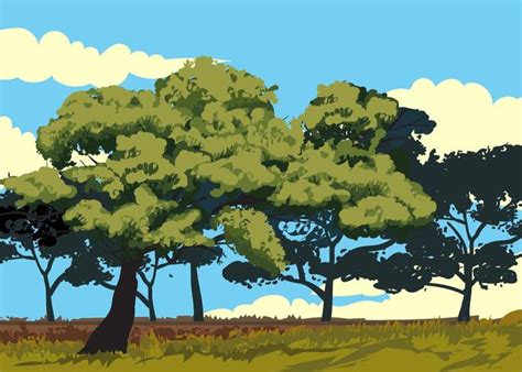 Landscape Of Gum Tree Vector 167308 Vector Art at Vecteezy