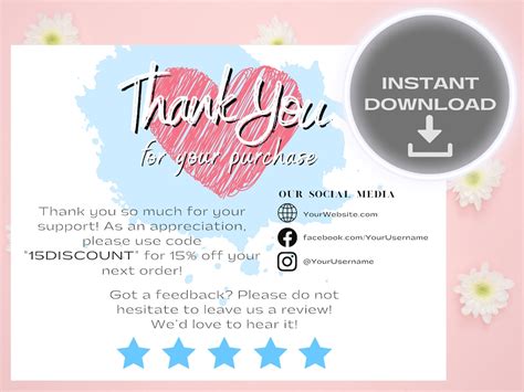 Review Request Card Feedback Business Cards Thank You For | Etsy