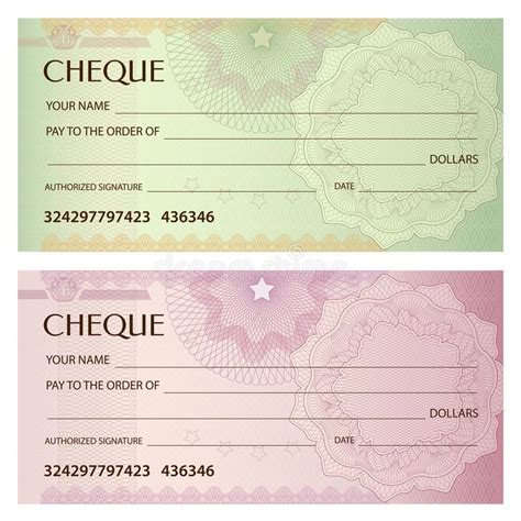 Check Cheque, Chequebook Template. Guilloche Pattern with Watermark, Spirograph Stock Vector ...