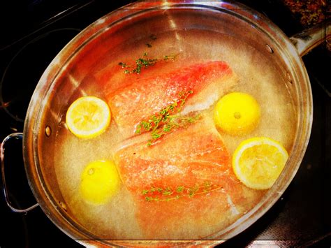 Poached salmon is so easy and so delicious. Use 1/2 water and 1/2 white wine for poaching liquid ...