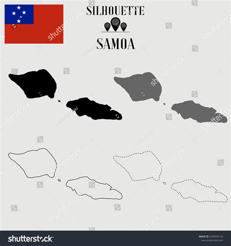 Samoa Outline World Map Solid Dash Stock Vector (Royalty Free) 1539555155