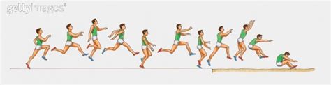 Sequence of illustrations of male athlete competing in triple jump | Triple jump, Track and ...