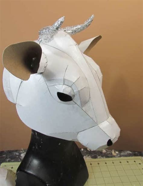 Cow Mask Pattern | Ultimate Paper Mache | Cow mask, Paper mache animals, Animal masks