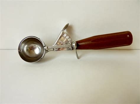 Retro Ice Cream Scoop with Wooden Handle Vintage