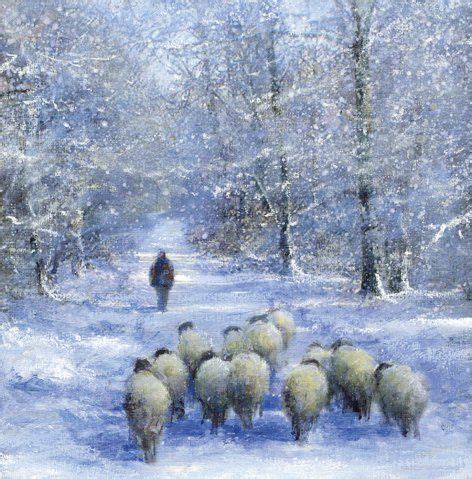 Sheep and Shepherd: shepherd sheep in snow Watercolor Landscape, Watercolor Paintings, Art ...