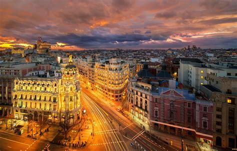 Wallpaper the city, lights, the evening, Europe, Spain, the view from ...