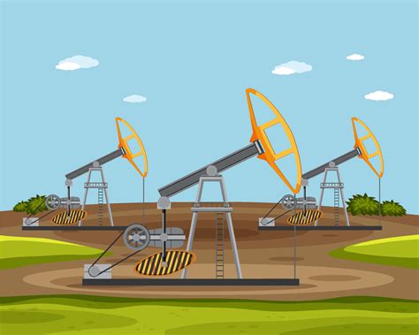 Scene of oil drilling rig 7507688 Vector Art at Vecteezy