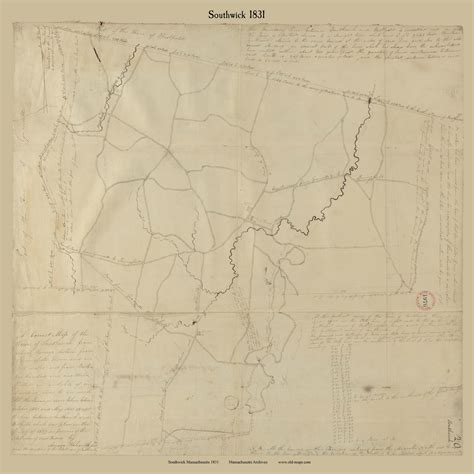 Southwick, Massachusetts 1831 Old Town Map Reprint - Roads Place Names ...