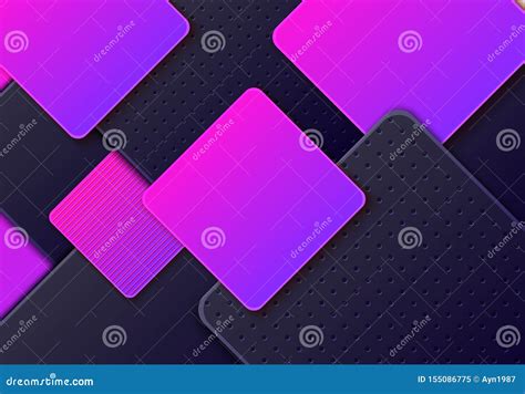 Abstract Horizontal Background with Dark Grey and Neon Gradient Layered Rhombus. Vector ...