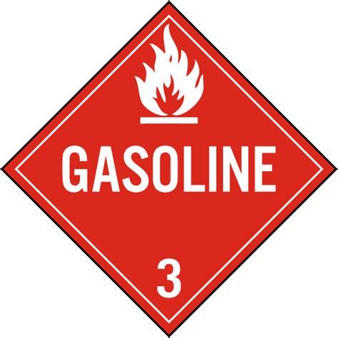 Gasoline Class 3 Placard - Save 10% Instantly