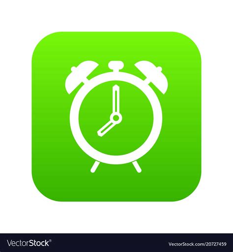 Alarm clock icon digital green Royalty Free Vector Image