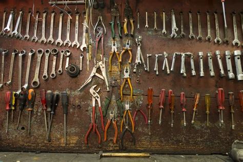 Tools of a mechanical workshop, on a wall Stock Photo by ©FranzGustincich 37648903