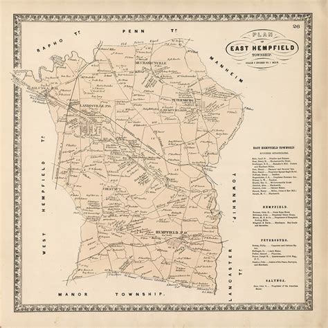 1864 Map of East Hempfield Township Lancaster County Pennsylvania - Etsy