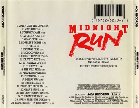 Danny Elfman - Midnight Run: Original Motion Picture Soundtrack (1988 ...