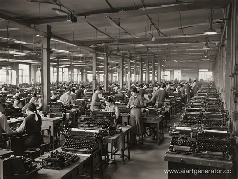 Industrial Era Workers Gather at Abandoned Typewriter Factory | AI Art ...