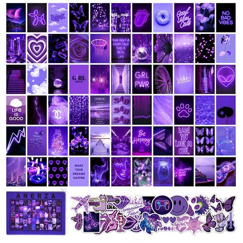 Buy ANERZA 100 PCS Purple Wall Collage Kit Aesthetic Pictures, Room ...