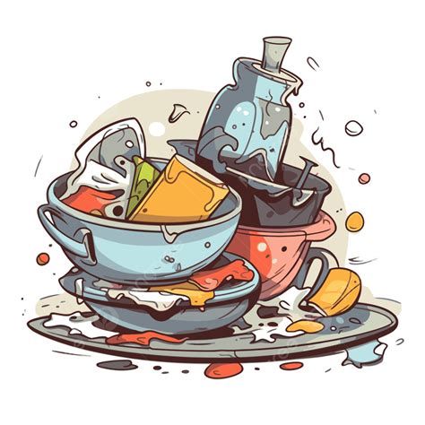 Dirty Dishes Clipart The Dirty Plates Are Piled Up In This Illustration ...