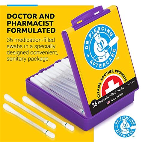 Dr. Piercing Aftercare Swabs - Saline Solution for Piercings - Earring Nose Belly Ear Piercing ...