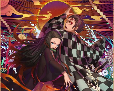 1280x80020 Demon Slayer Kimetsu No Yaiba Art Nezuko x Tanjiro 1280x80020 Resolution Wallpaper ...