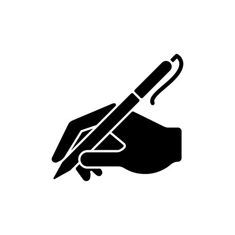 Hand writing with pen black glyph icon 2103774 Vector Art at Vecteezy