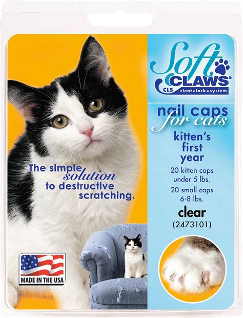 Soft Claws Nail Caps for Kittens, 40 Count, Kitten, Clear - Chewy.com