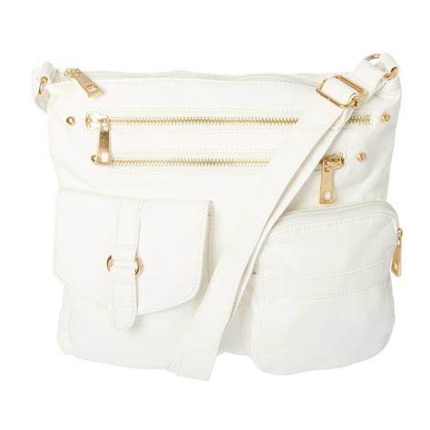 Hudson White Faux Leather Crossbody Bag | White faux leather, Leather crossbody, Leather ...