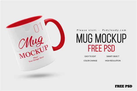 Free Floating Mug Mockup PSD Download - PsdCloudy