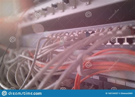 Server Rack with Servers and Cables Stock Image - Image of digital, closeup: 165154327