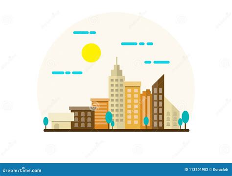 City Landscape Illustration. Stock Vector - Illustration of home, landscape: 113201982