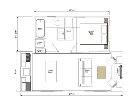 One Story Tiny House Floorplans | Central Coast Tiny Homes