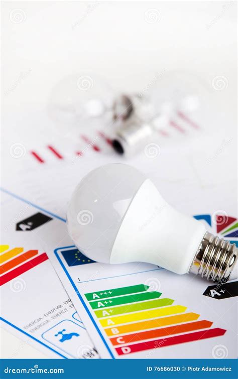 LED Light Bulb on Energy Efficiency Chart Stock Photo - Image of energy ...