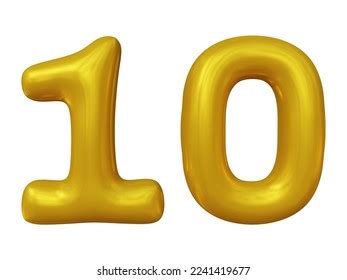 Golden Number 10 Isolated On White Stock Illustration 2241419677 ...