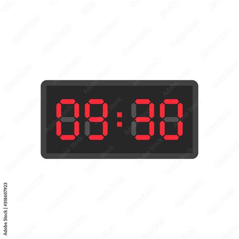 Digital black alarm clock displaying 9:30. Clipart image isolated on white background Stock ...