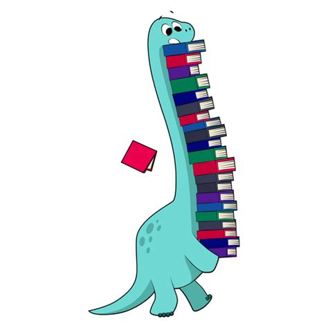 Dinosaur with Books Sticker - Sticker Mania