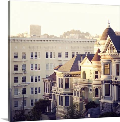 Famous 'painted ladies' of Alamo Square, San Francisco, at sunset. Wall ...