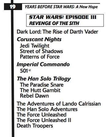 A timeline of the Star Wars universe – by the novels – 1X57