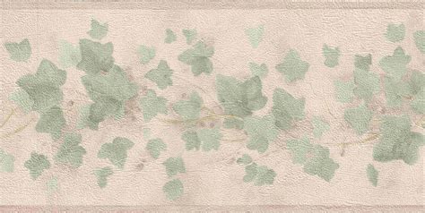 Prepasted Wallpaper Border - Floral Beige, Pearl Green Leaves Wall Border Retro Design, 15 ft x ...