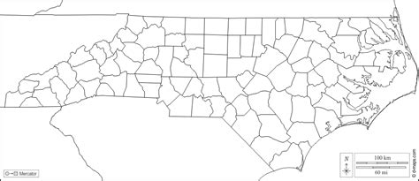 North Carolina free map, free blank map, free outline map, free base map boundaries, counties, white